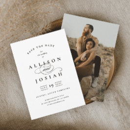 Klassisk Elegant Svart och Vit Bröllop Spara Datumet