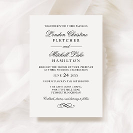 Klassisk Elegant Svarta och vita Bröllop Inbjudningar