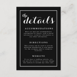 Klassisk Elegant Svartvitt Bröllop Tilläggskort