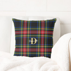 Klassisk Elegant Tartan Monogram Namn jul Kudde