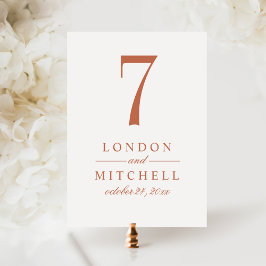 Klassisk Elegant Terracotta Bröllop Bordsnummer