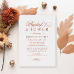 Klassisk Elegant Terracotta Bröllop Möhippa Inbjudningar<br><div class="desc">Formell terracotta orange bröllop inbjudningskort för möhippan har en vacker typografi som kombinerar ett traditionellt blomstrande kalligrafiskt skript med klassisk blockering. Innehåller en dekorativ dekorativ dekorativ dekorativ dekorativ dekorativ rulla. Anpassningsbarna kan vara fullt personlig för bridens speciella dag. Var snäll och se till att vår klassiska Elegant Terracotta Orange Bröllop...</div>