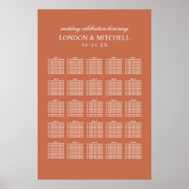 Klassisk Elegant Terracotta Orange Bröllop Monogra Poster