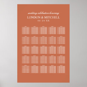 Klassisk Elegant Terracotta Orange Bröllop Monogra Poster