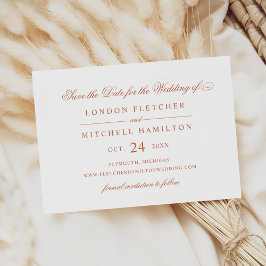 Klassisk Elegant Terracotta Orange Bröllop Spara Datumet