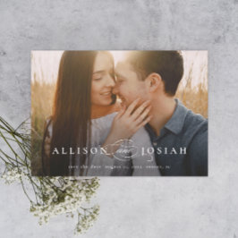 Klassisk Elegant Typografi Namn Foto Bröllop Spar Magnetisk Inbjudningskort