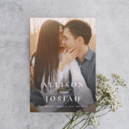 Klassisk Elegant Typografi Namn Foto Bröllop Spar Magnetisk Inbjudningskort