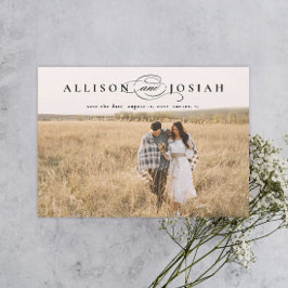 Klassisk Elegant Typografi Namn Foto Bröllop Spara Datumet