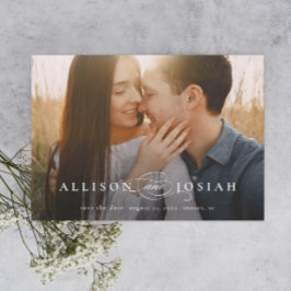 Klassisk Elegant Typografi Namn Foto Bröllop Spara Datumet