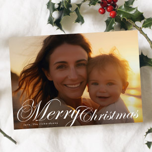 Klassisk Elegant Typografi Photo God jul Julkort