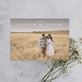 Klassisk Elegant Typography Namn Photo Bröllop Sav Magnetisk Inbjudningskort