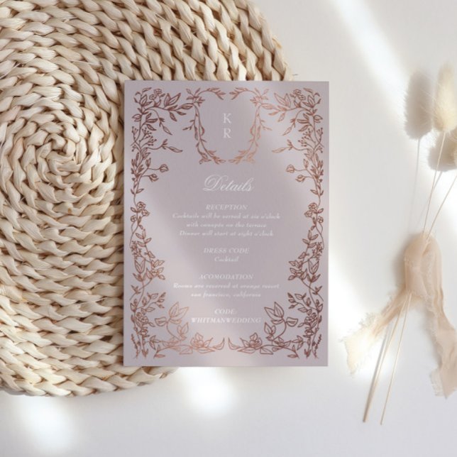 Klassisk Elegant Vapen Monogram Bröllopsmottagning Tilläggskort (Skapare uppladdad)