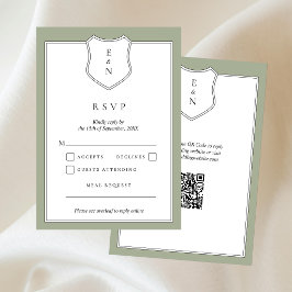 Klassisk Elegant Vapen QR-kod Bröllop RSVP-kort OSA Kort