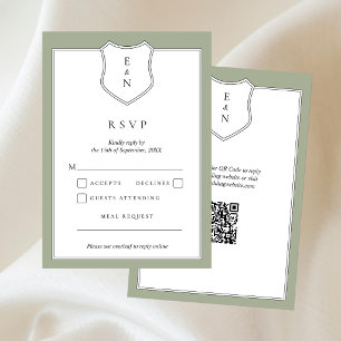 Klassisk Elegant Vapen QR-kod Bröllop RSVP-kort OSA Kort