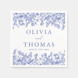Klassisk Elegant Viktorian Blue Blommigt Bröllop Pappersservett