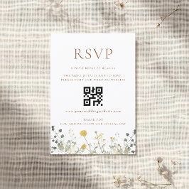 Klassisk Elegant Vildblomma Bröllop QR-kod RSVP OSA Kort