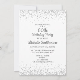 Klassisk Elegant Vit Silverglitter 60-årsdag Inbjudningar