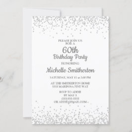 Klassisk Elegant Vit Silverglitter 60-årsdag Inbjudningar