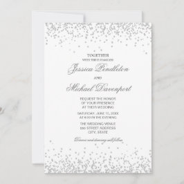 Klassisk Elegant Vit Silverglitter Bröllop Inbjudningar