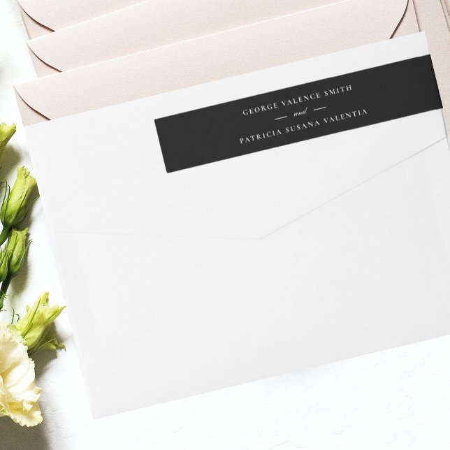 Klassisk Elegant Vit svart Bröllop Etikettband (Skapare uppladdad)