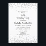 Klassisk Elegant Vita Silver Glitter 21:a födelsed Inbjudningar<br><div class="desc">Klassisk och elegant 21:a födelsedagsinbjudan i vitt med silver glitter och ett calligraphy-teckensnitt.</div>