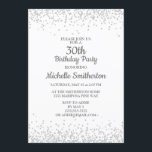 Klassisk Elegant Vita Silver Glitter 30års födelse Inbjudningar<br><div class="desc">Klassisk och elegant 30års födelsedag-partikrop i vitt med silver glitter och ett calligrafteckensnitt.</div>