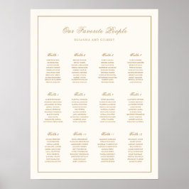 Klassisk Elfenbensvit och Guld Bröllops Placerings Poster