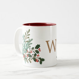 Klassisk Enchanting Elegant jul Monogram Två-Tonad Mugg
