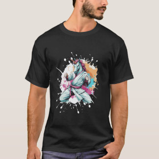 Klassisk enhörning karate djur fighter judo t shirt