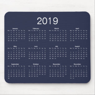 Klassisk enkel Anpassningsbar Färg 2019-kalender Musmatta