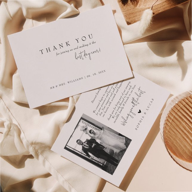 Klassisk enkel bästa dag någonsin i Photo Bröllop Tack Kort (Skapare uppladdad)