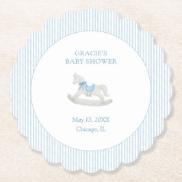 Klassisk, enkel Blue Rocking Horse Boy Shower Underlägg Papper