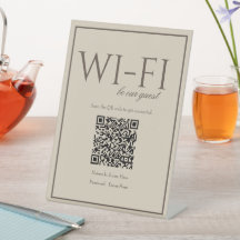 Klassisk enkel brun Wi-Fi QR-kodsignatur Bord