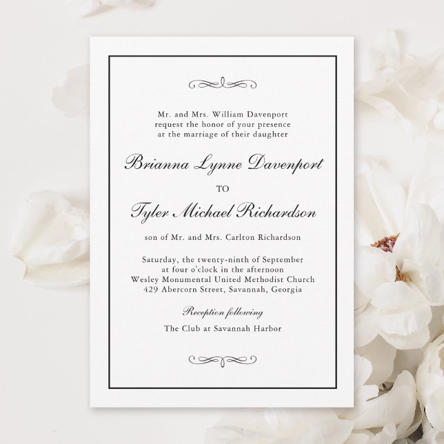 Klassisk enkel elegance Bröllop Inbjudningar (Available in both printed and instant download digital formats.)
