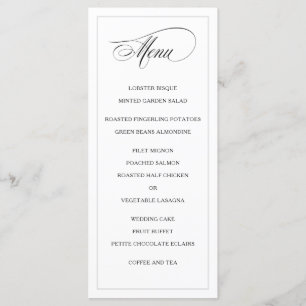 Klassisk enkel Elegance Bröllop Menu Program