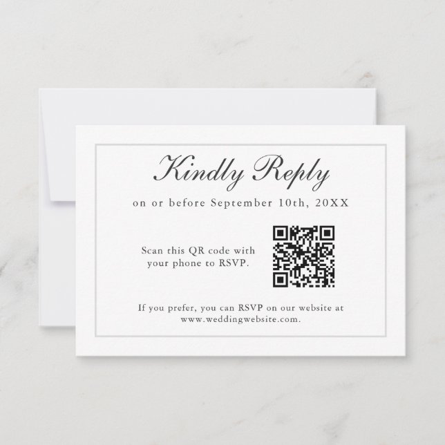 Klassisk enkel Elegance-Bröllop OSA med QR-kod (Framsida)
