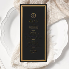 Klassisk enkel elegance Guld Black Bröllop Meny