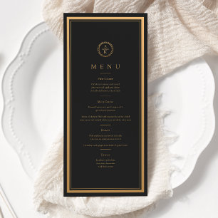 Klassisk enkel elegance Guld Black Bröllop Meny