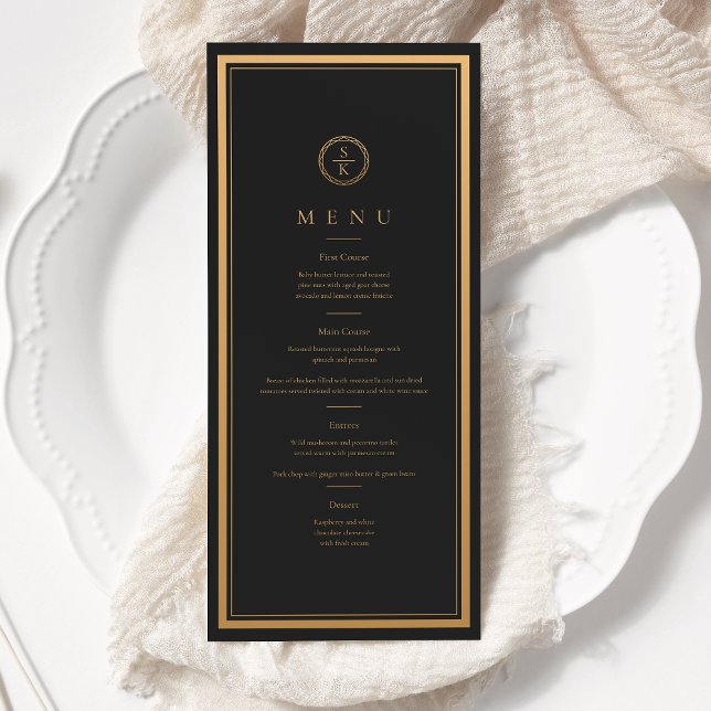 Klassisk enkel elegance Guld Black Bröllop Meny (Skapare uppladdad)