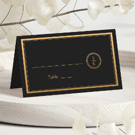 Klassisk enkel elegance Guld Black Bröllop Placeringskort