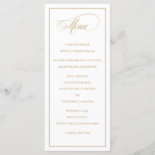 Klassisk enkel Elegance Guld Bröllop Menu Program