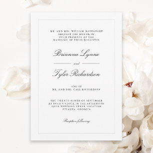 Klassisk enkel Elegant Formal Bröllop Inbjudningar