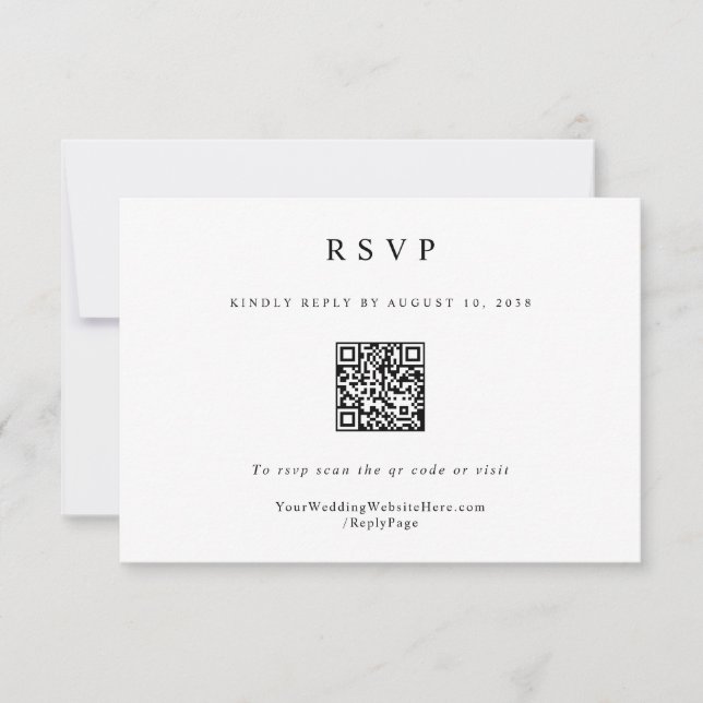 Klassisk Enkel Elegant Modern Bröllops QR-kod OSA Kort (Framsida)