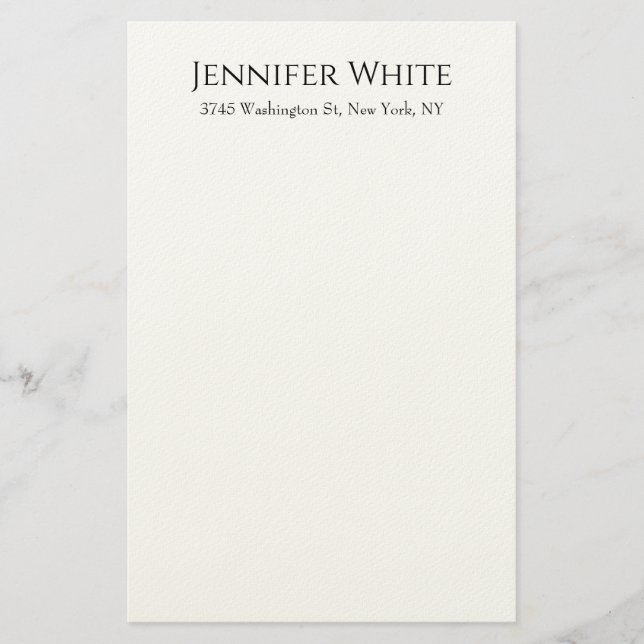 Klassisk Enkel Elegant Svart & Vit Minimalistisk Brevpapper (Framsida)