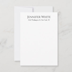 Klassisk Enkel Elegant Svart & Vitt Minimalistisk Anteckningskort