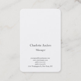 Klassisk enkel, enkel, minimalistisk elegant vit visitkort