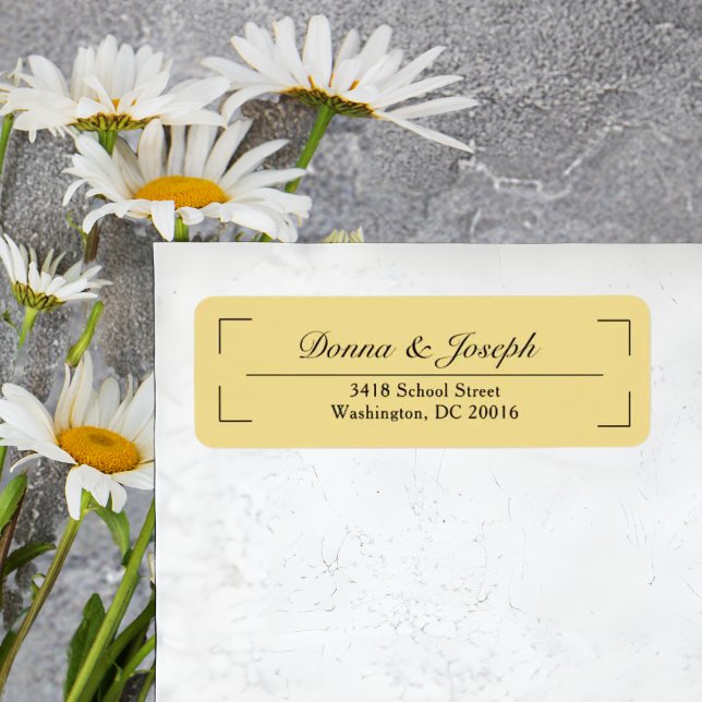 Klassisk Enkel Falsk Guld Bröllops Returadress Etikett (Classic faux gold return address label adds elegant shine to wedding envelopes.)