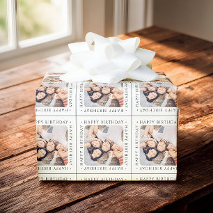 Klassisk Enkel Glad Födelsedag Familjefoto Presentpapper