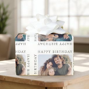 Klassisk Enkel Glad Födelsedag Familjefoto Presentpapper