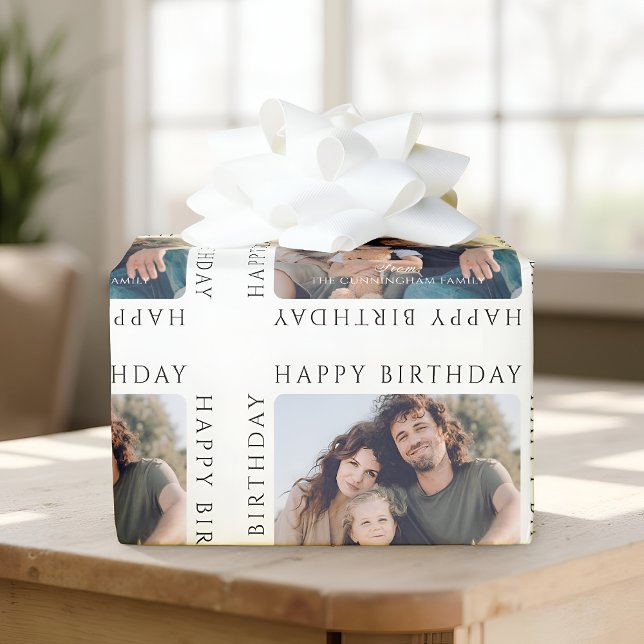 Klassisk Enkel Glad Födelsedag Familjefoto Presentpapper (Skapare uppladdad)